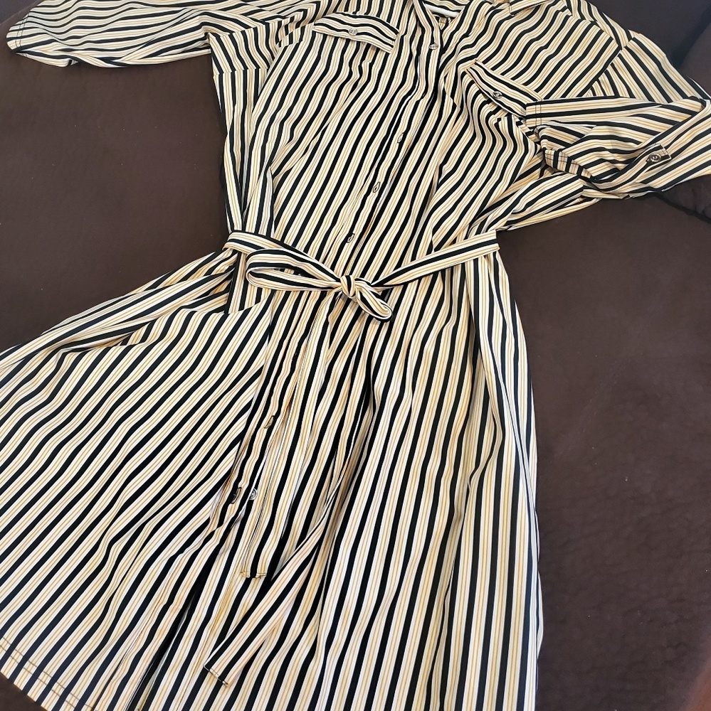 Mll Gabrielle Button Up Casual Stripped Dress